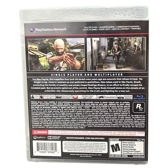 Max Payne 3 PS3 Game Complete With Case Manual & Disc Tested - Picture 2 of 6